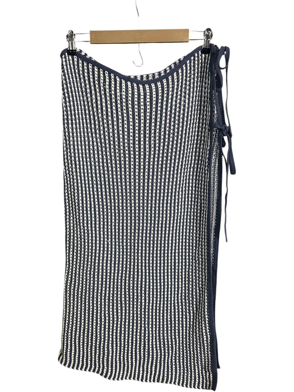 Aerie Crochet Wrap Sarong Swim Coverup Skirt Navy White Size L/XL